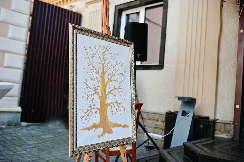 Hochzeitsspiele Wedding Tree - Leinwand mit einem Baum