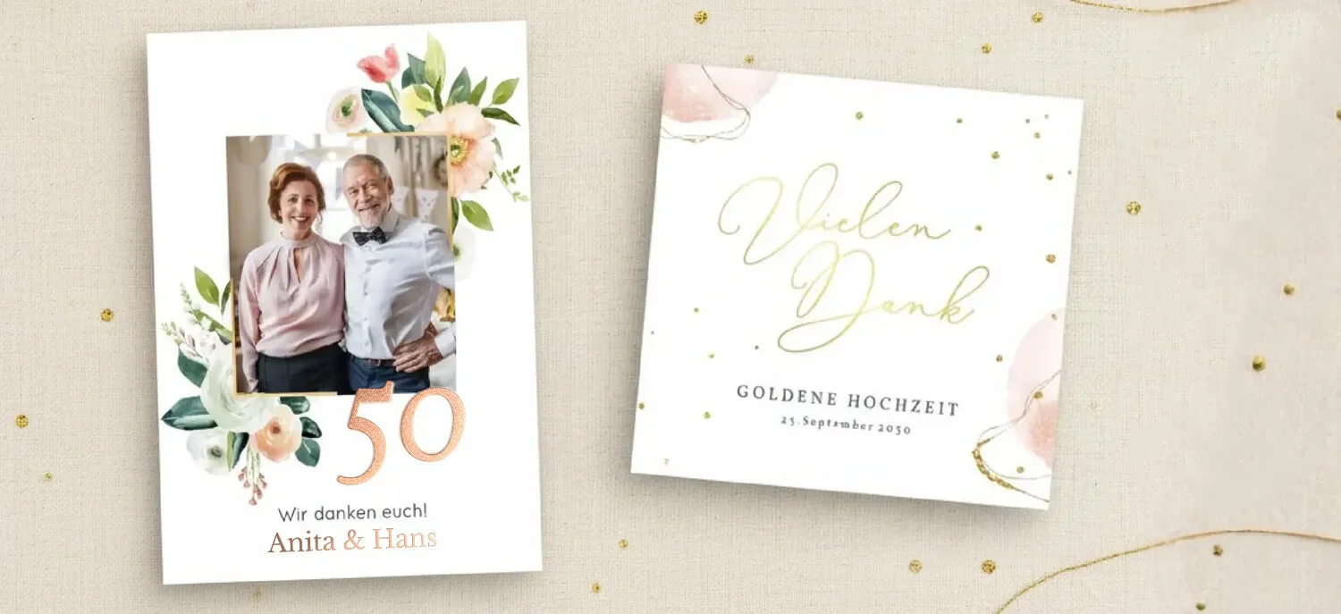 Dankeskarten Goldene Hochzeit
