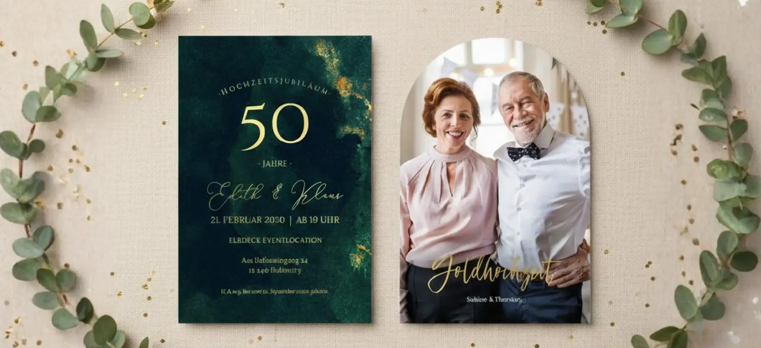 Einladungskarte Goldene Hochzeit