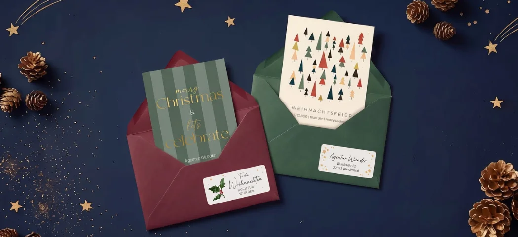 Weihnachtskarten Übersicht geschäftlich